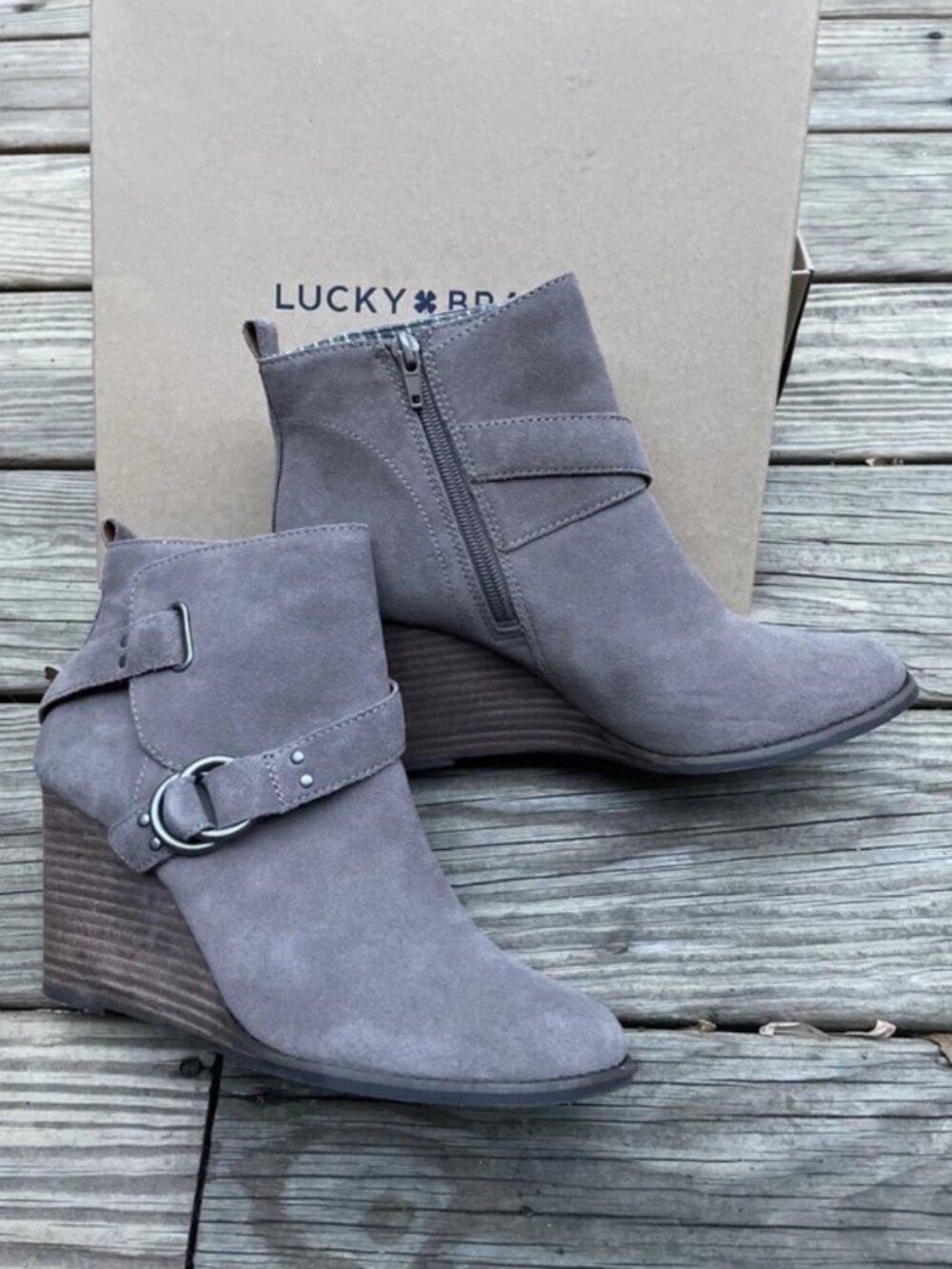Lucky Brand Bartolino Suede Boots Side Zippers Women's Size 9.5